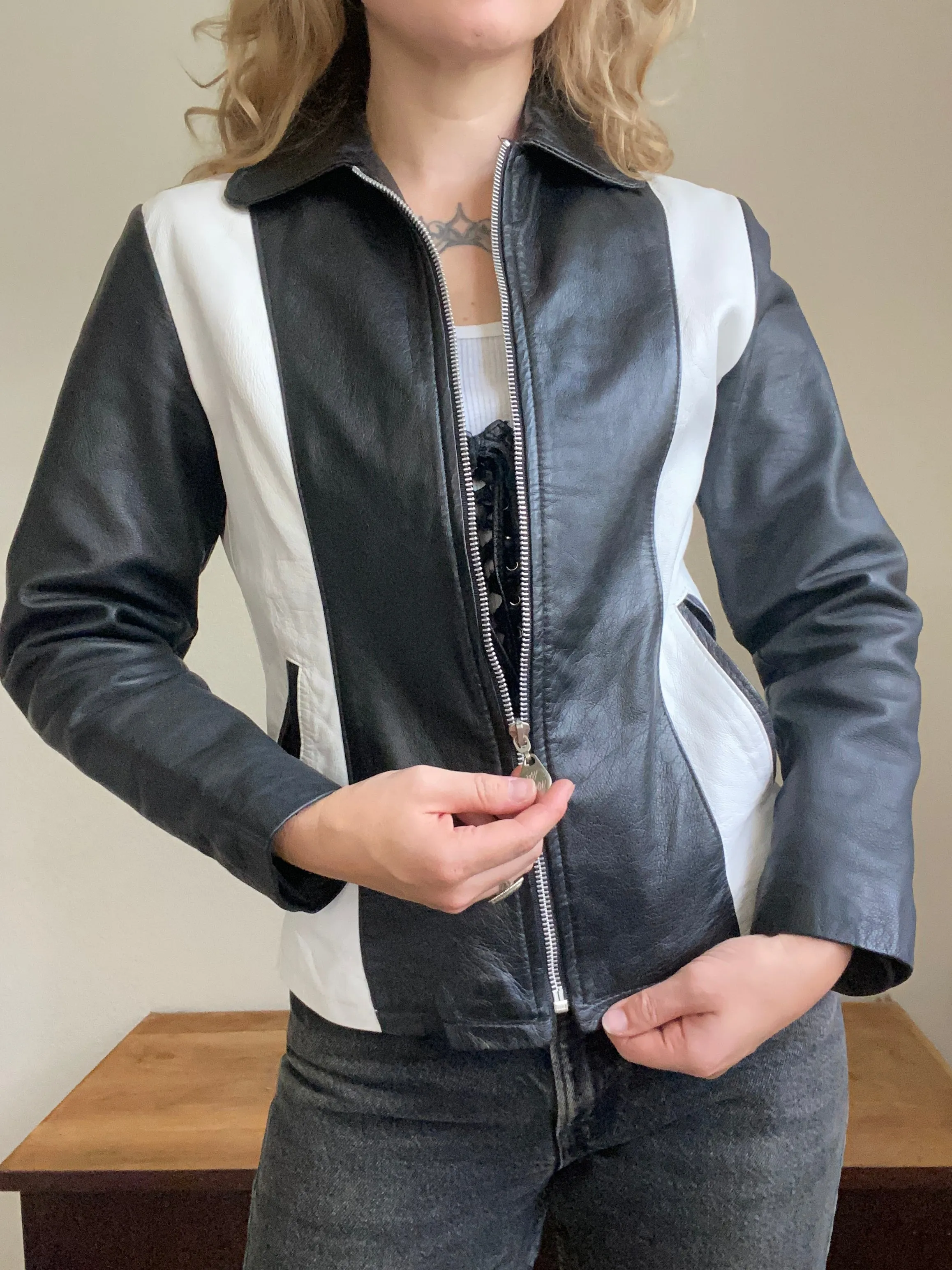 1980s Boy London two-tone leather motorcycle jacket XS/ Small