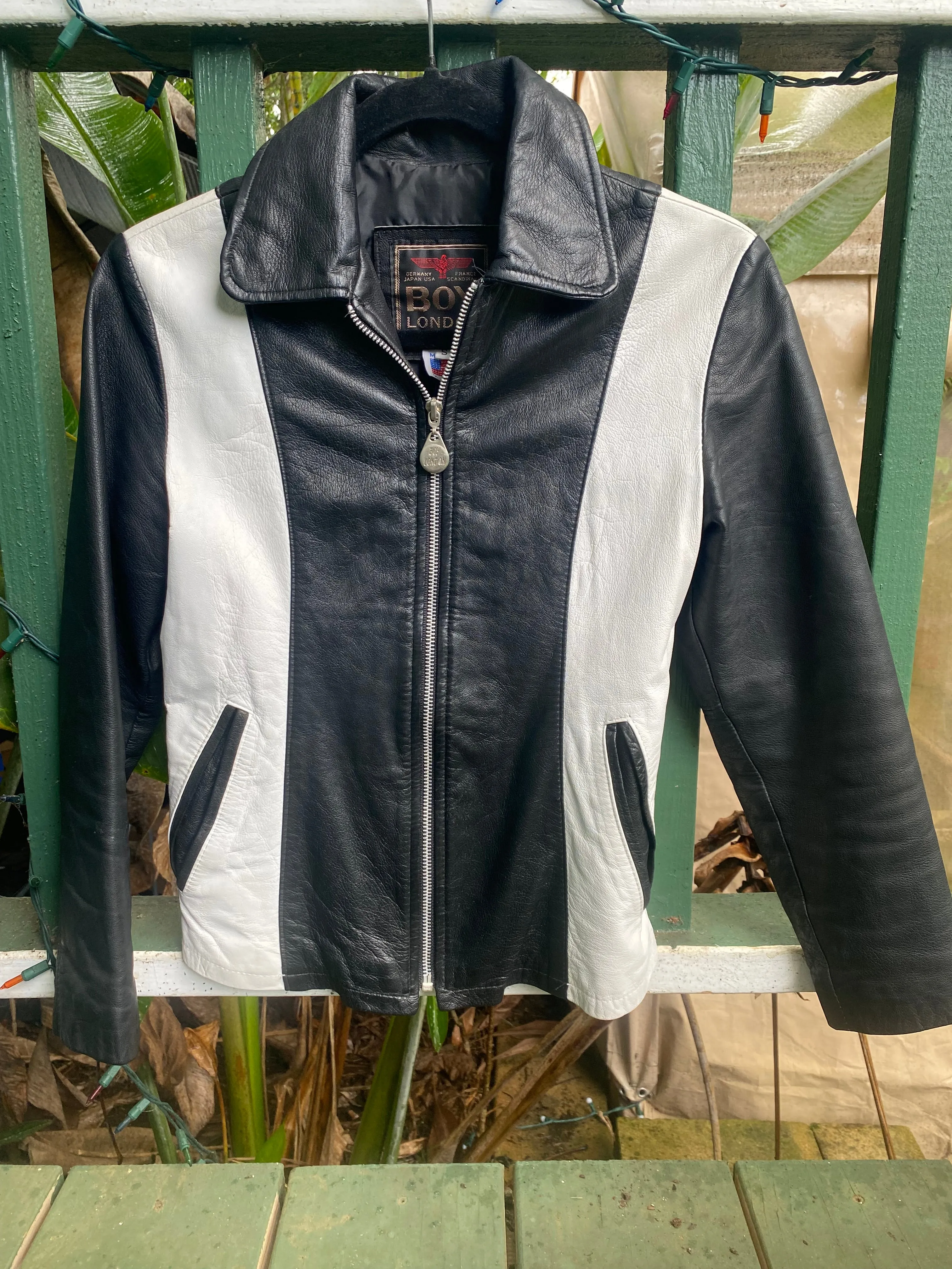 1980s Boy London two-tone leather motorcycle jacket XS/ Small