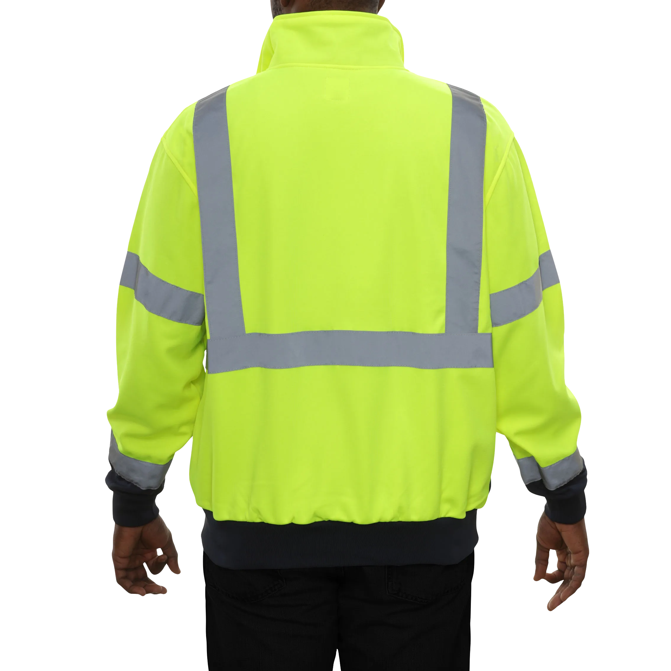 605GTLN Hi-Vis 2-Tone Quarter Zip Fleece: 7 oz. Lime & Navy