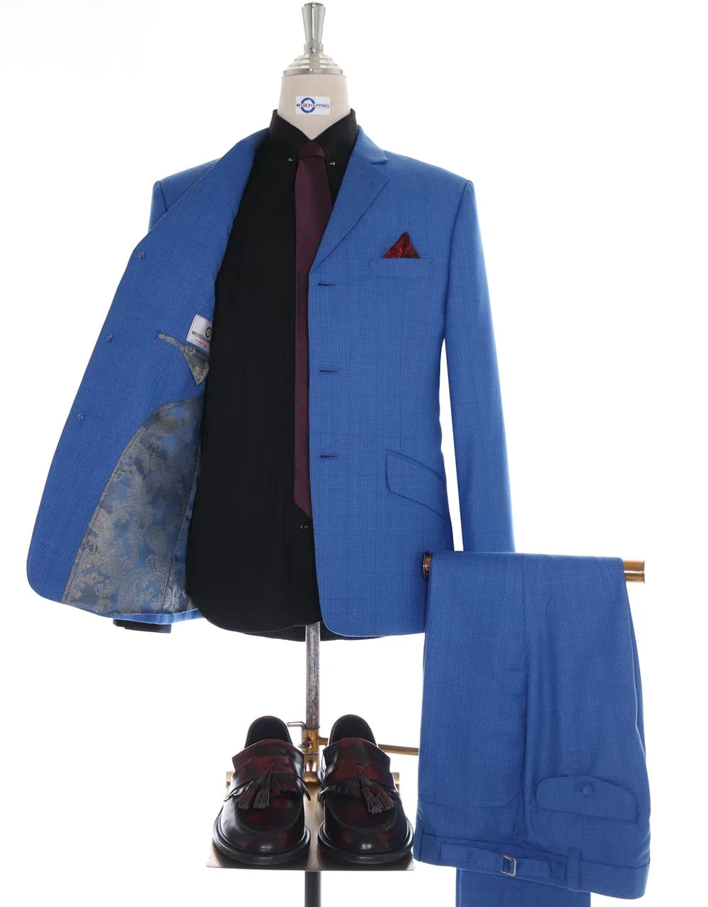 Blue Prince of Wales Check Suit for Men