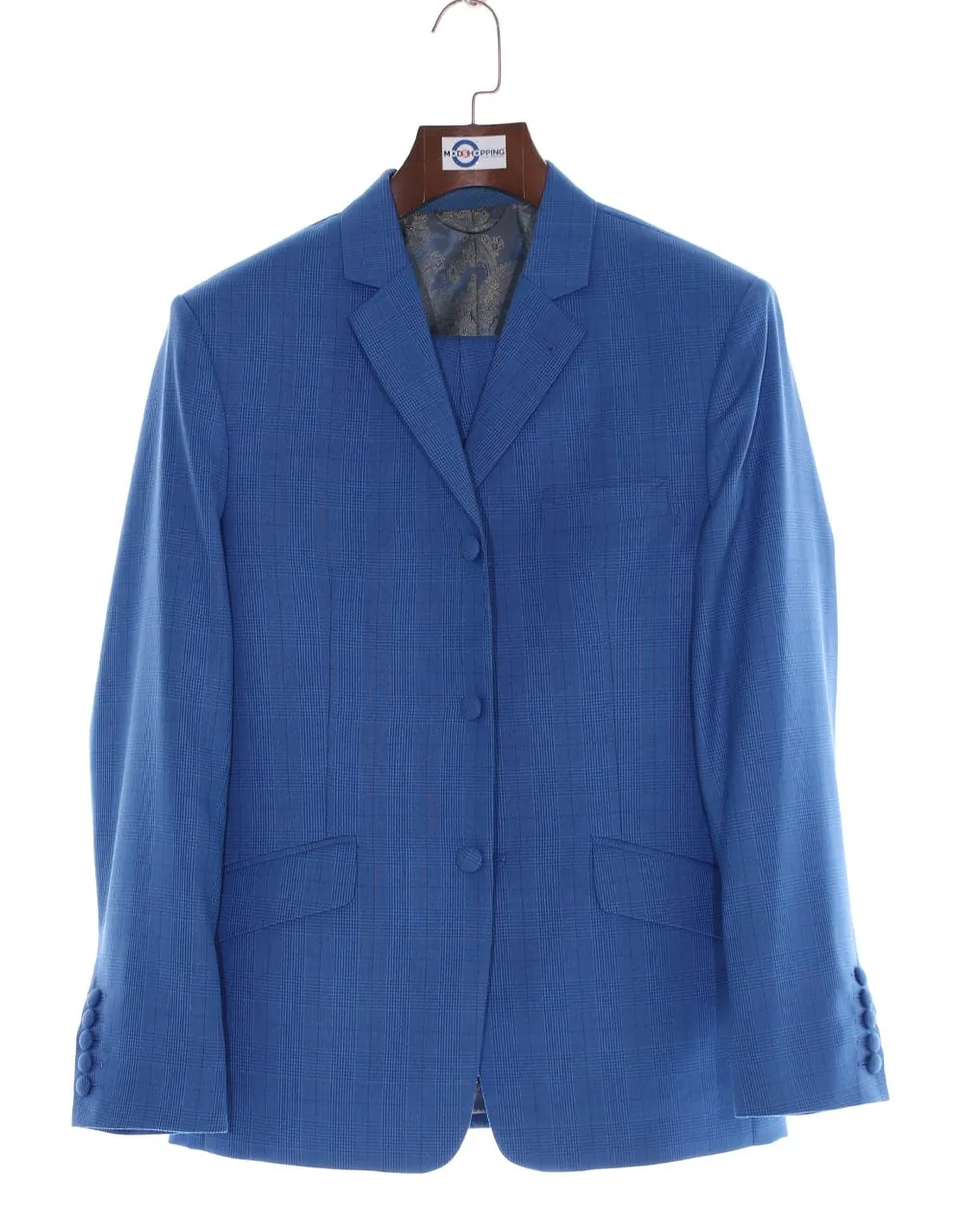 Blue Prince of Wales Check Suit for Men