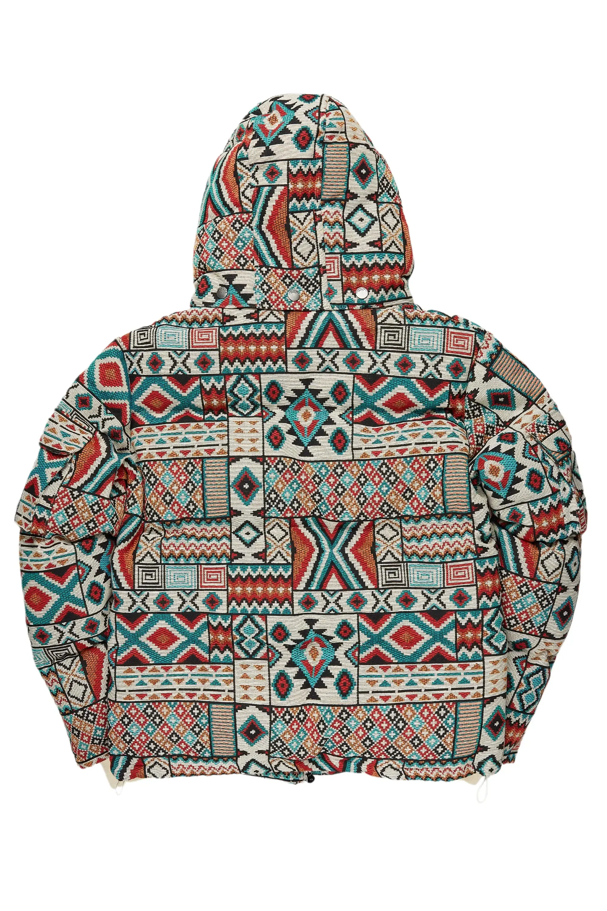 Boys Nard Beige Multi Tapestry Puffer Jacket