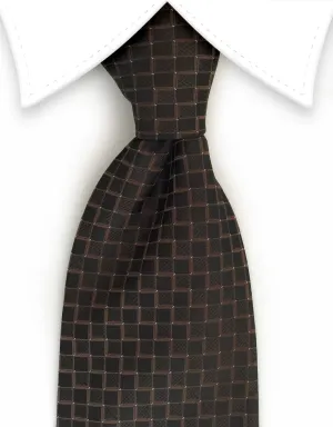 Brown Necktie with Squares