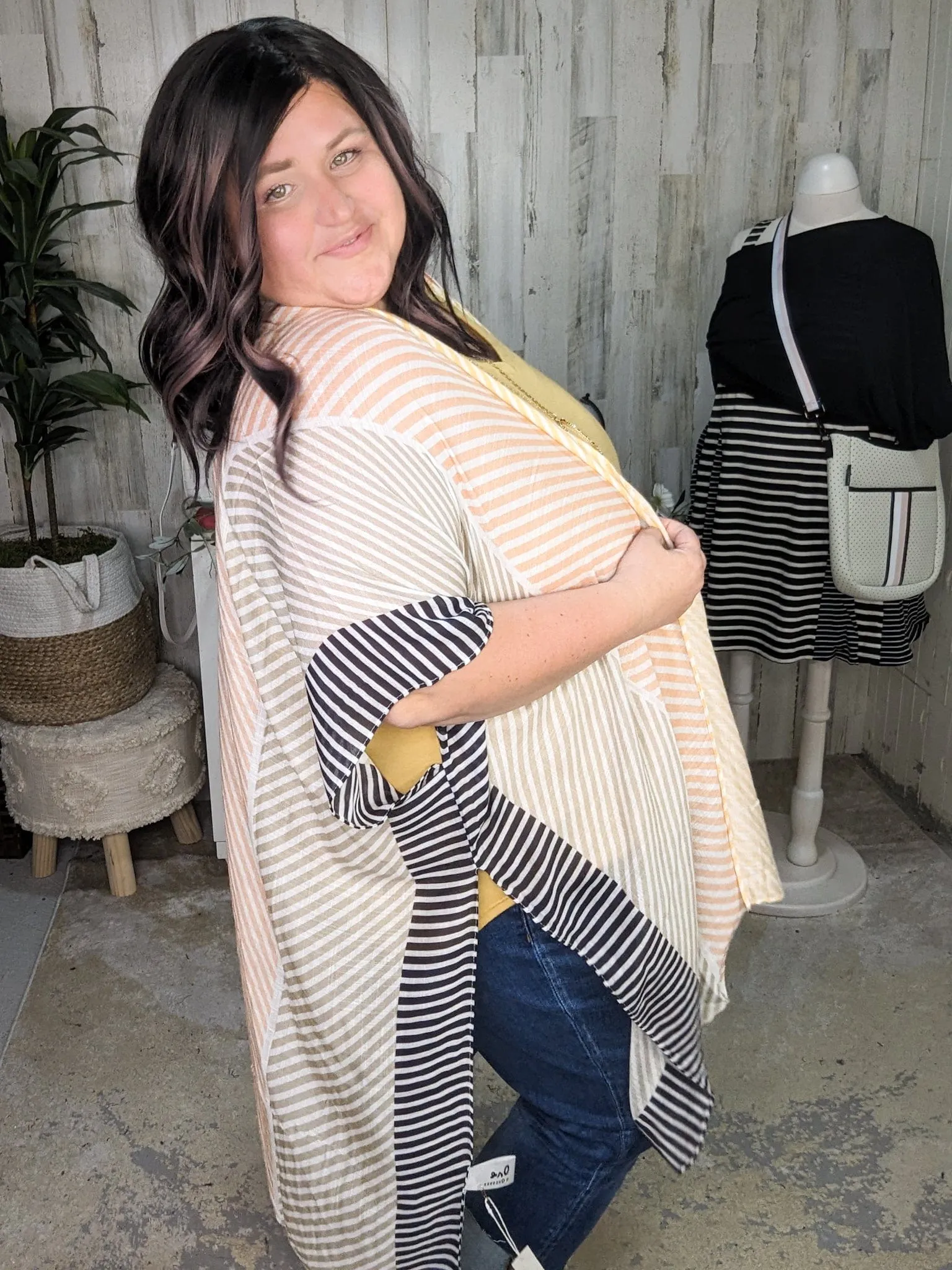 Cate Colorblock Striped Kimono