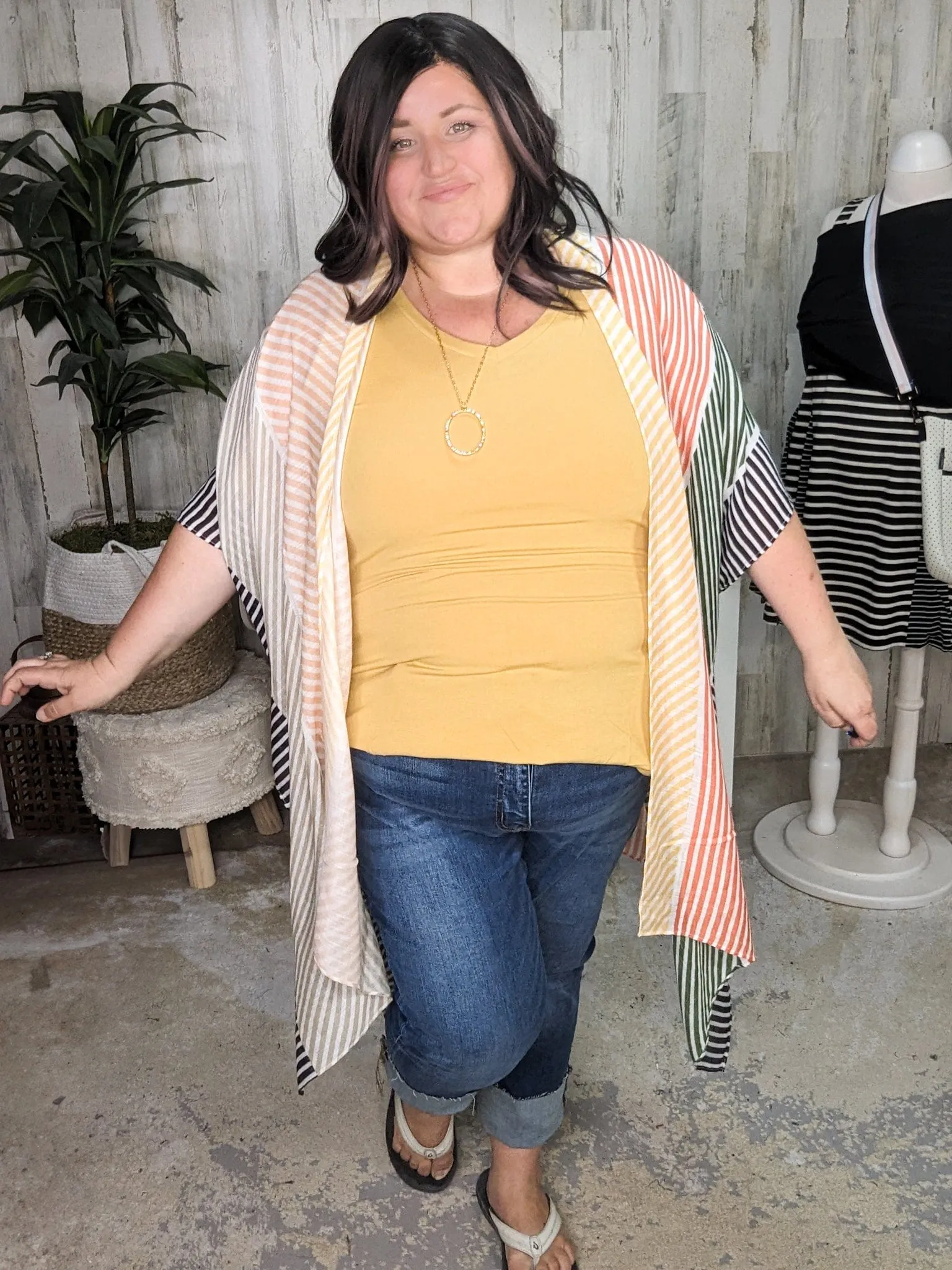 Cate Colorblock Striped Kimono