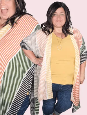 Cate Colorblock Striped Kimono