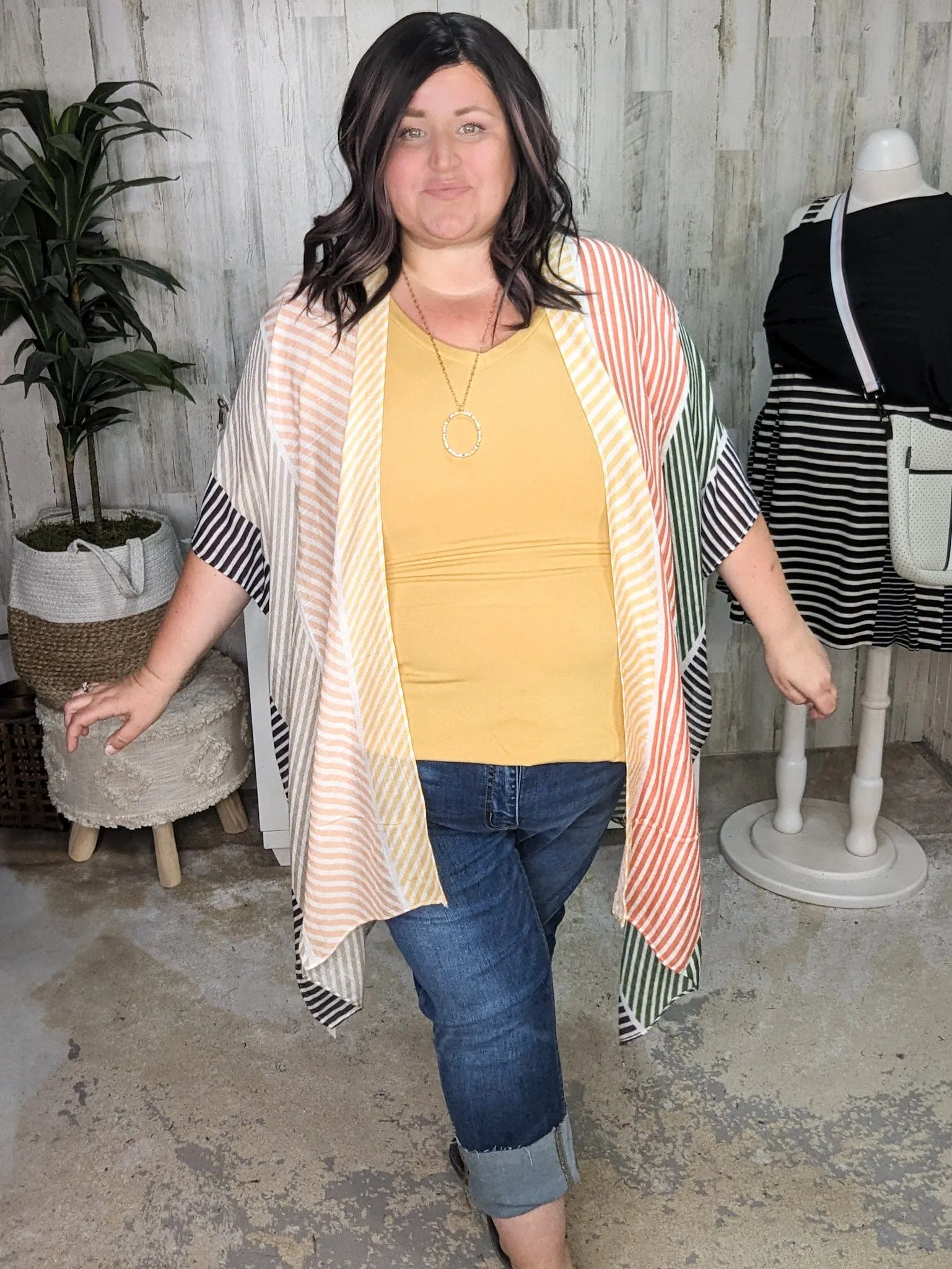 Cate Colorblock Striped Kimono