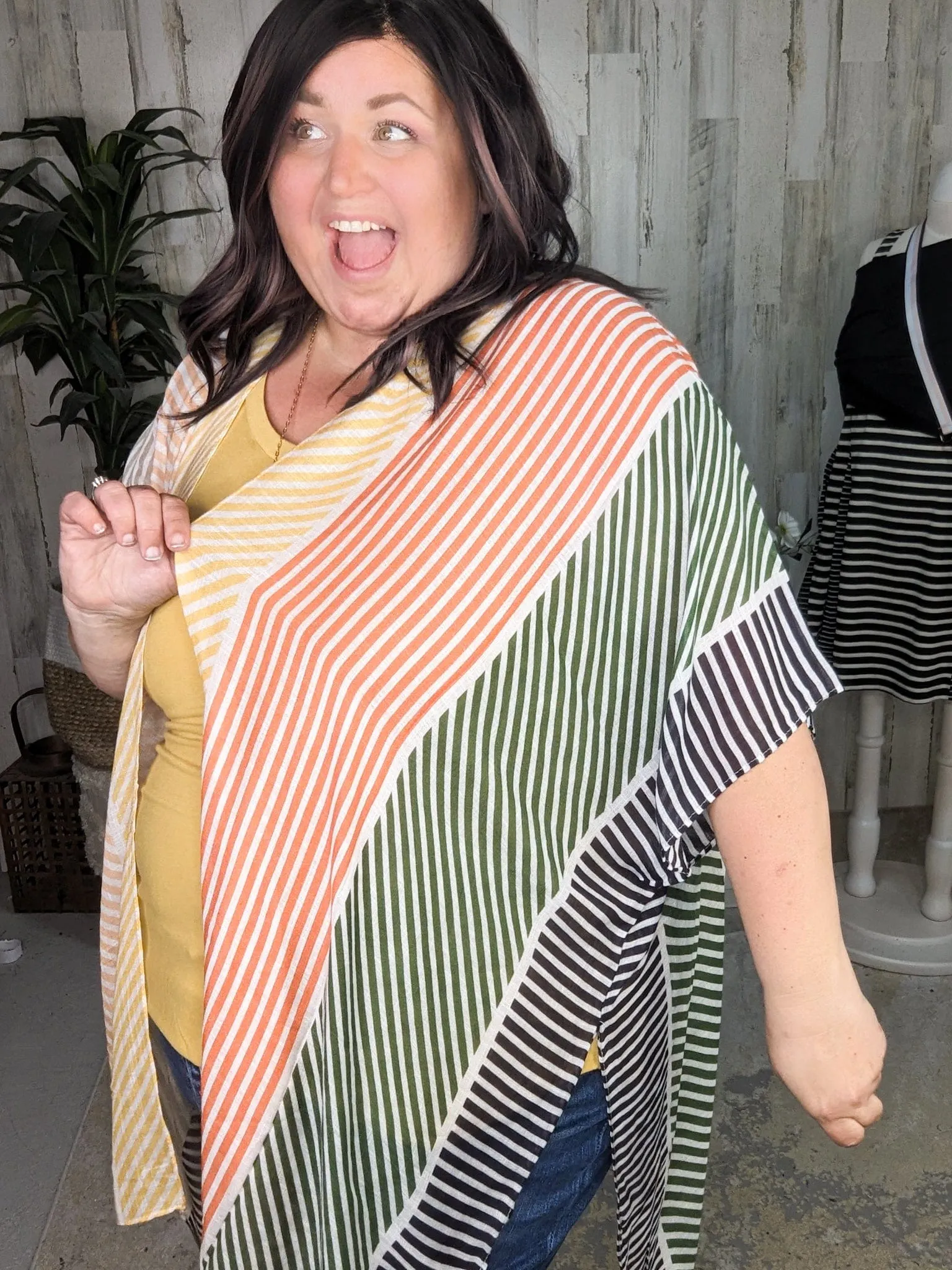 Cate Colorblock Striped Kimono