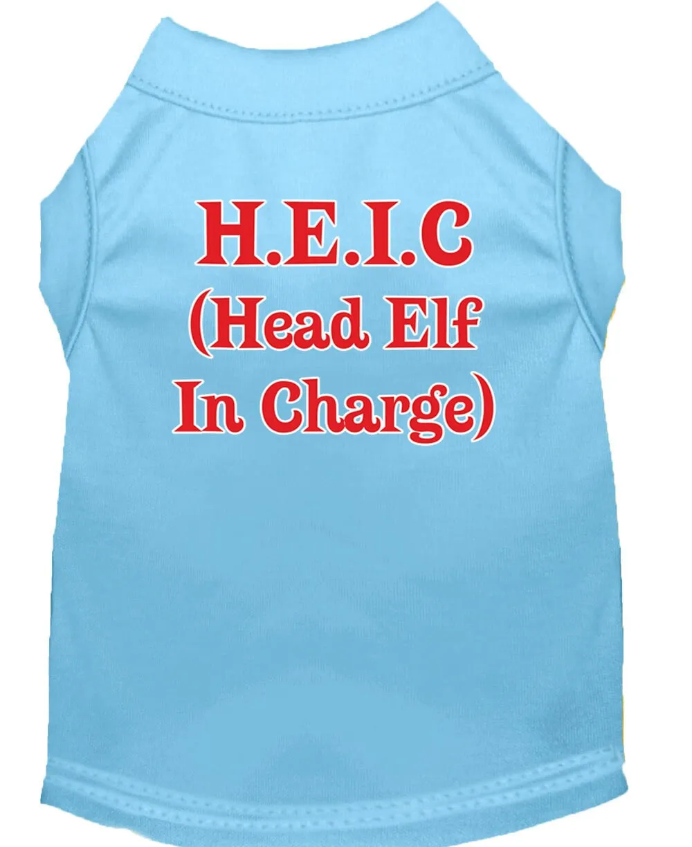 Christmas Screenprinted Dog Shirt, "Head Elf In Charge"