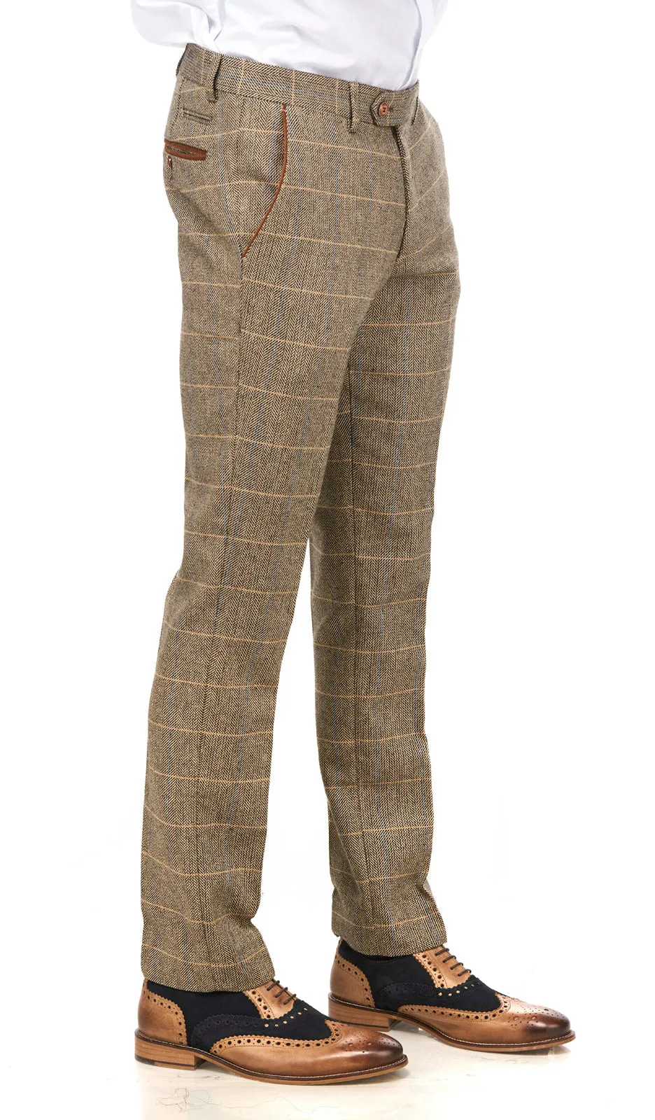 DX7 Tan Brown Tweed Check Peaky Blinder Suit | Wedding Suit | Check Suit | Office Wear