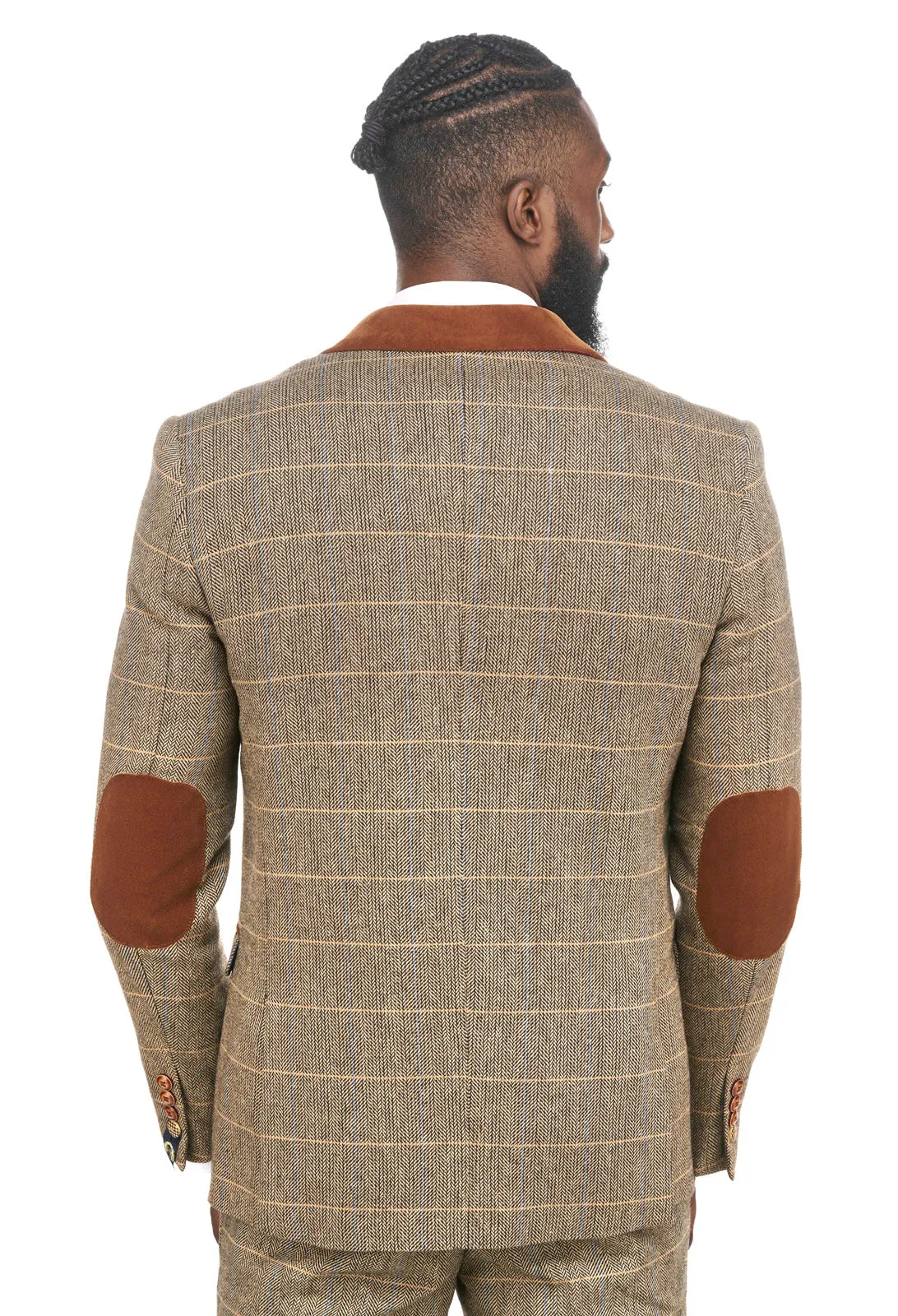 DX7 Tan Brown Tweed Check Peaky Blinder Suit | Wedding Suit | Check Suit | Office Wear