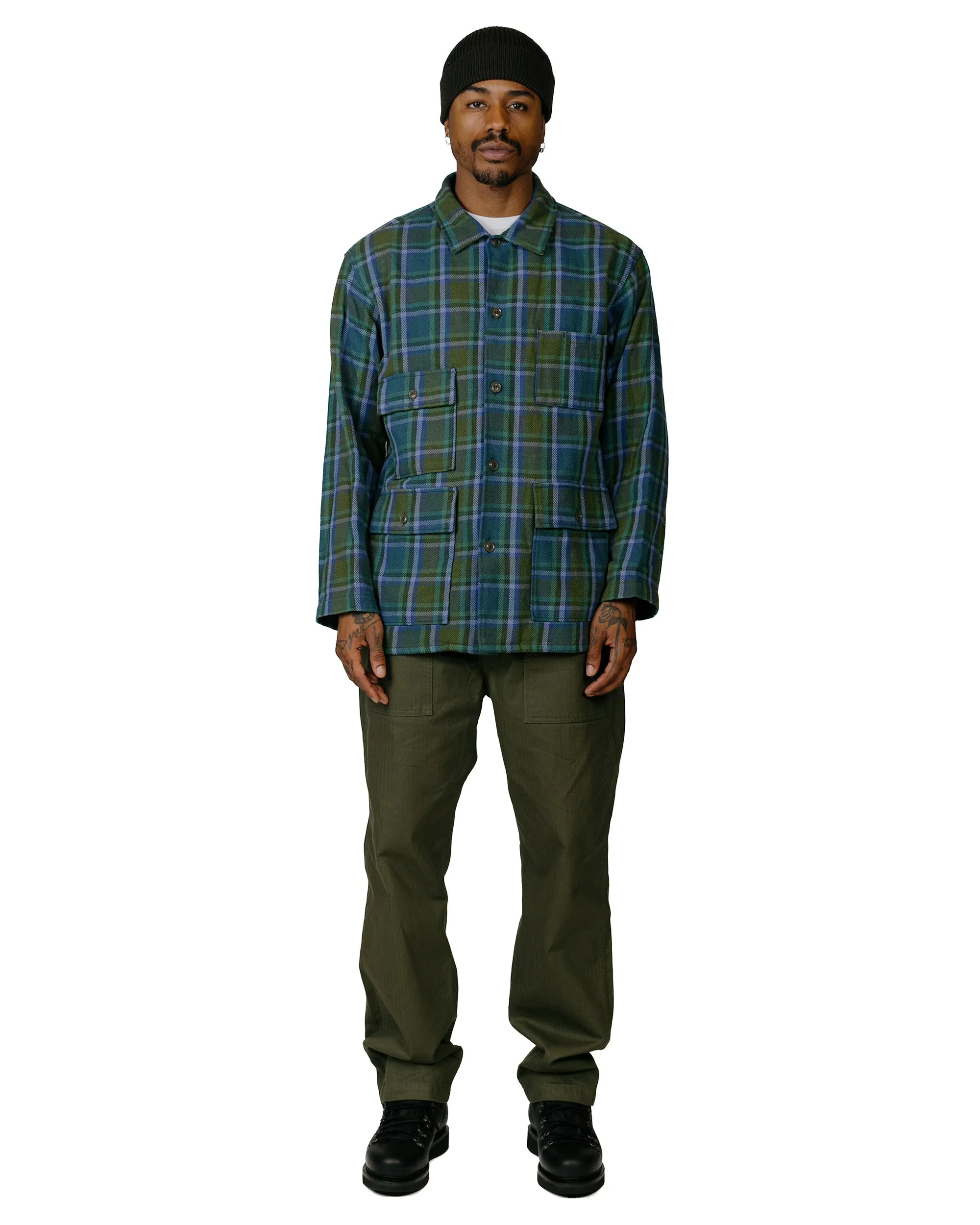 Engineered Garments BA Shirt Jacket Green Cotton Heavy Twill Plaid