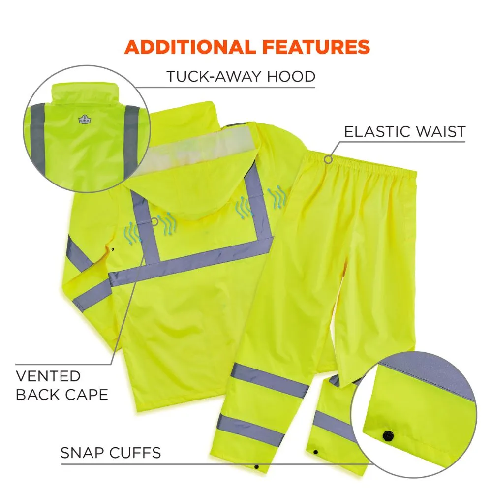 Ergodyne 25435 #8376K XL Lime Lightweight HV Rain Suit