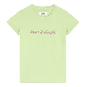 Girls Casual Light Green Half Sleeves  T-Shirt