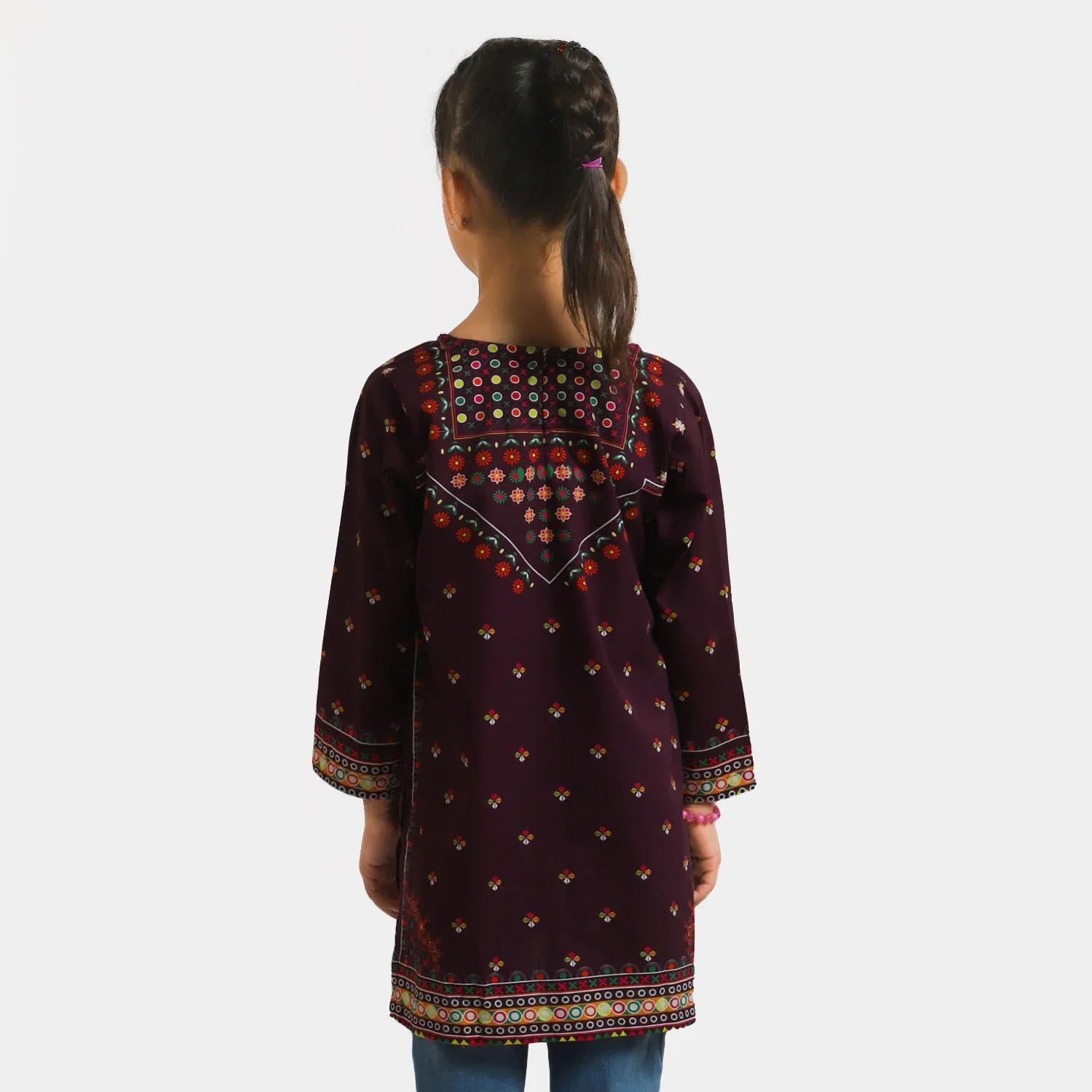 Girls Digital Print Kurti Balochi - Purple