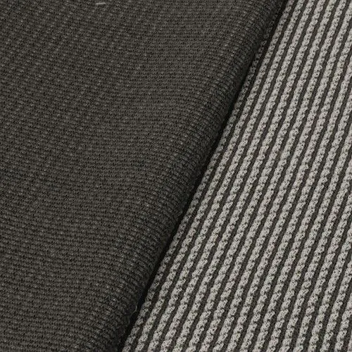 Gray/White Wool Blend Stripe Textured Double Knit Fabric