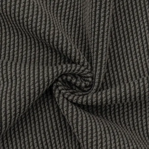 Gray/White Wool Blend Stripe Textured Double Knit Fabric