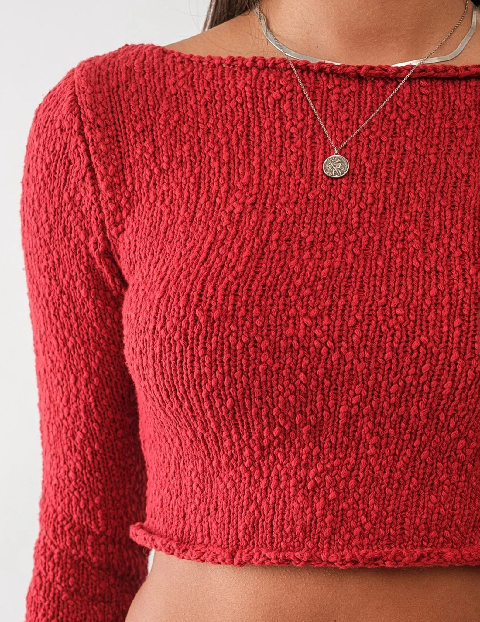 Gwen Cropped Long Sleeve Boatneck Sweater