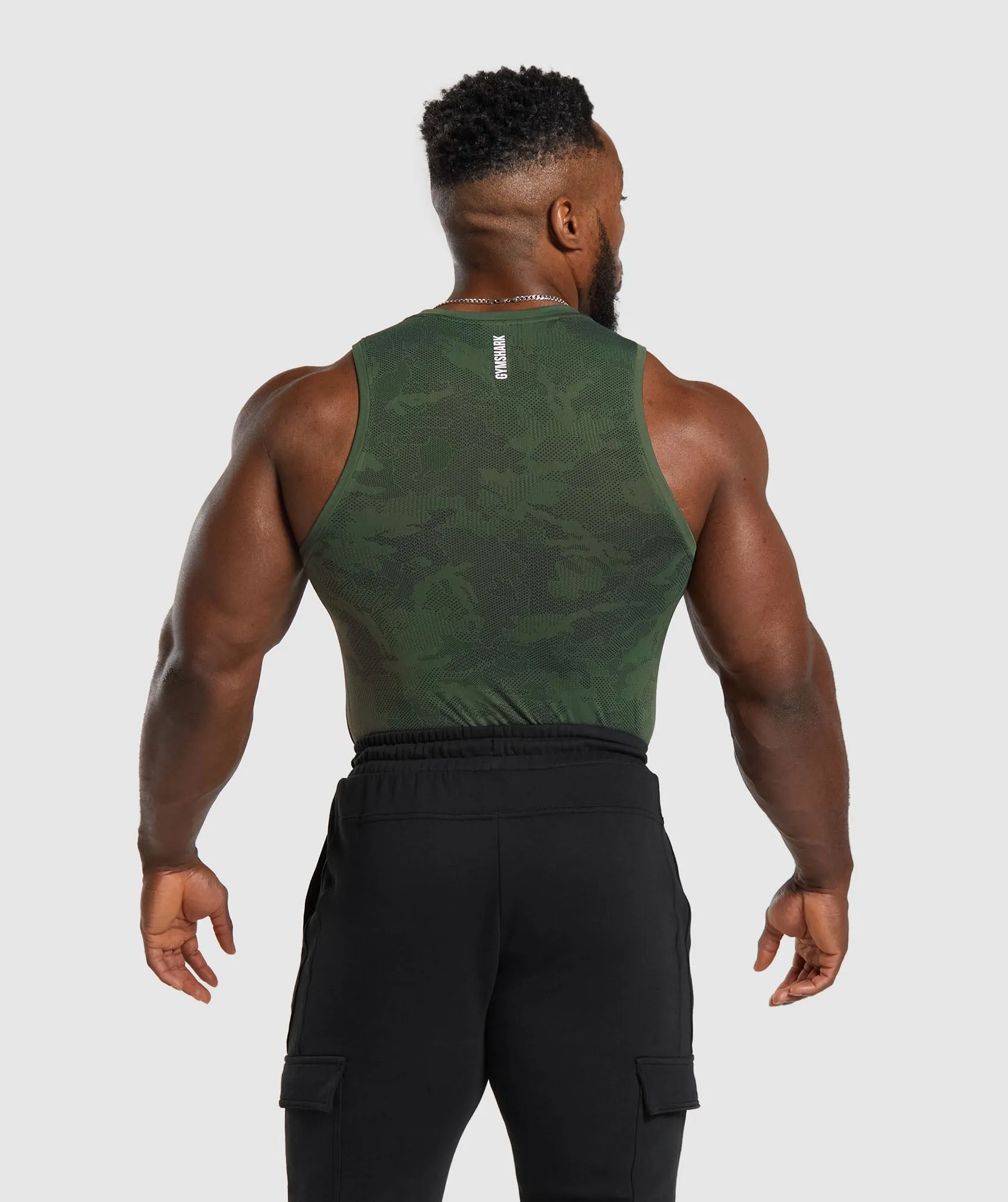 Gymshark Geo Seamless Tank - Core Olive/Black