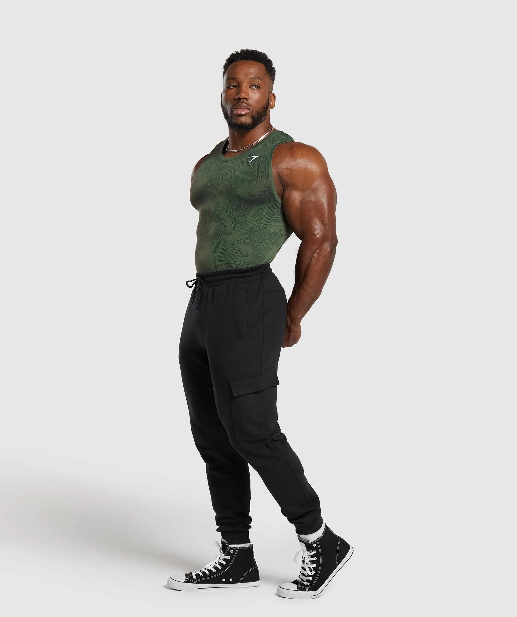 Gymshark Geo Seamless Tank - Core Olive/Black