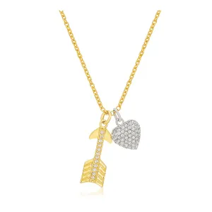 J Goodin Cubic Zirconia Classic Style Pave Heart and Arrow Pendant For Women