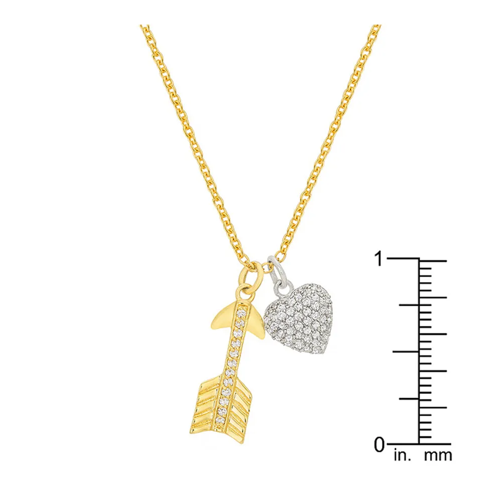 J Goodin Cubic Zirconia Classic Style Pave Heart and Arrow Pendant For Women