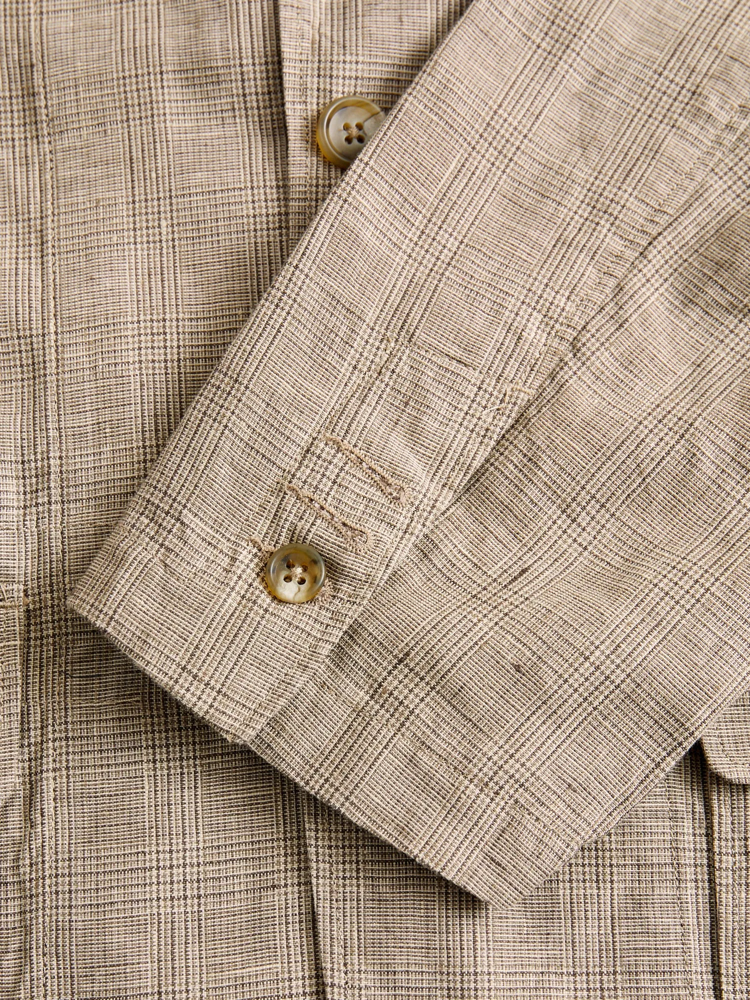 Loiter Jacket in Beige Linen Glen Plaid