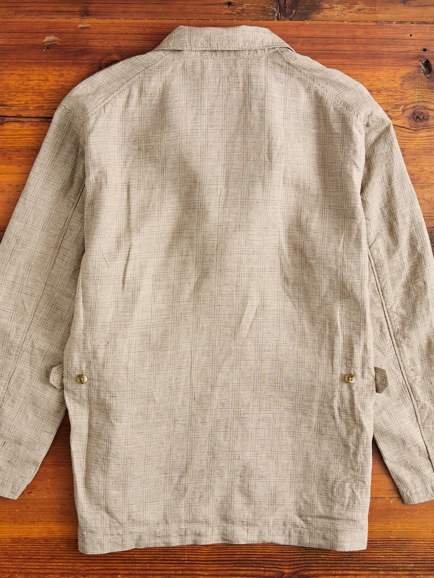 Loiter Jacket in Beige Linen Glen Plaid