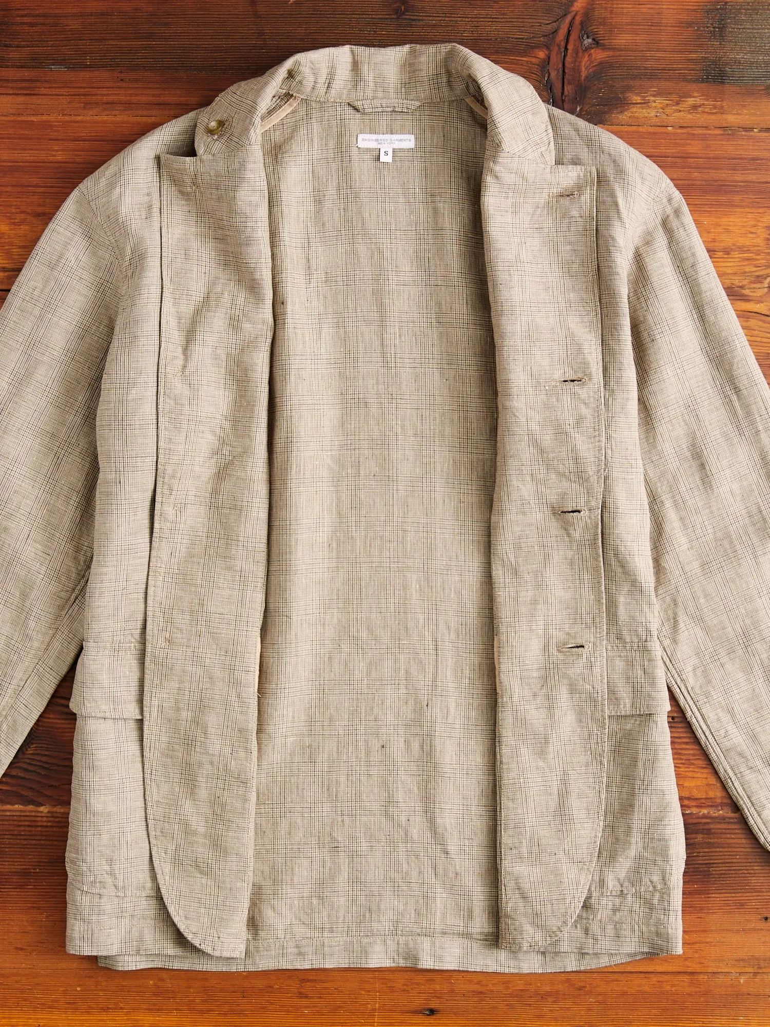 Loiter Jacket in Beige Linen Glen Plaid