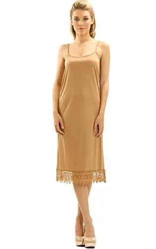 Long Solid Knit lace full slip dress extender with adjustable straps