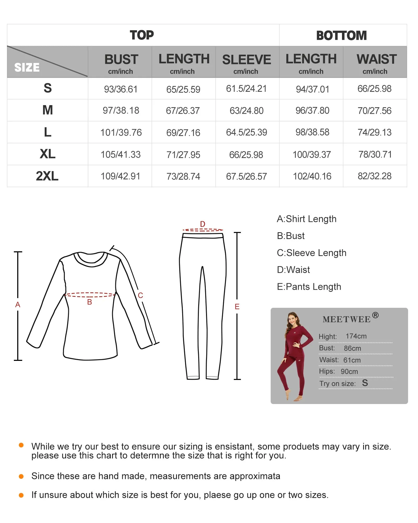 MEETWEE Red Winter Thermal Underwear Set