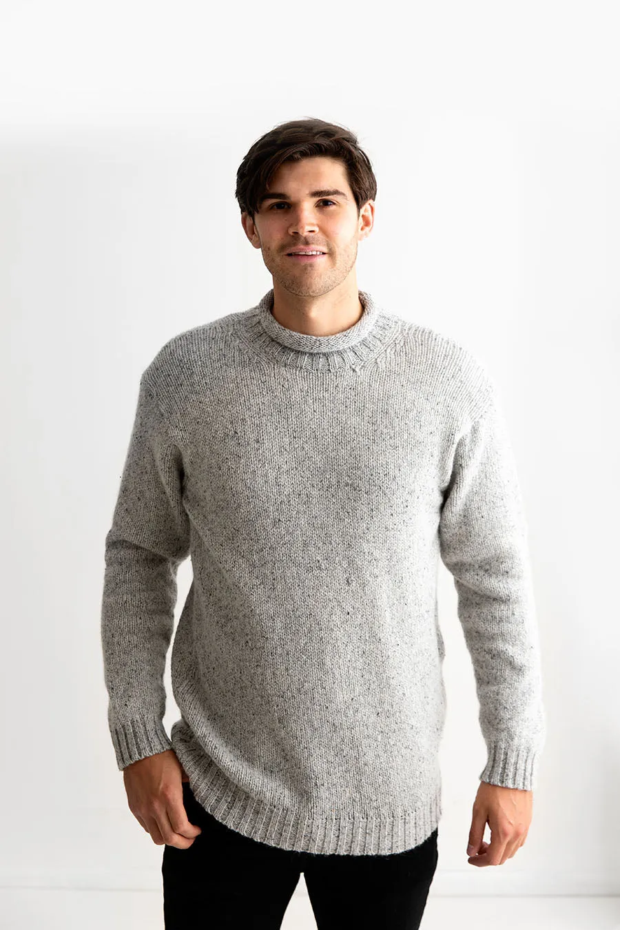 Mens Chunky Roll Neck Jumper - limestone