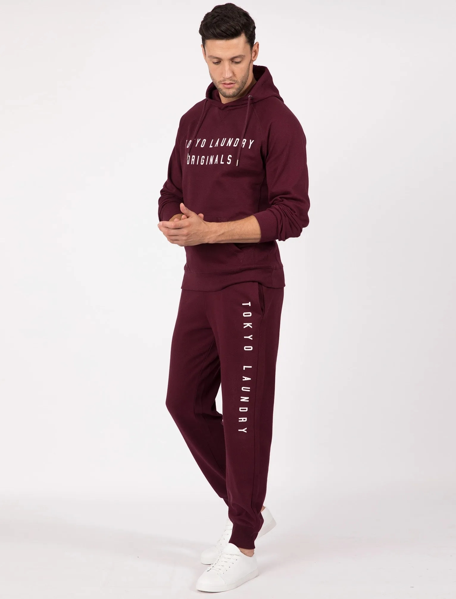 Nanaimo Brush Back Fleece Cuffed Joggers In Windsor Wine - Tokyo Laundry