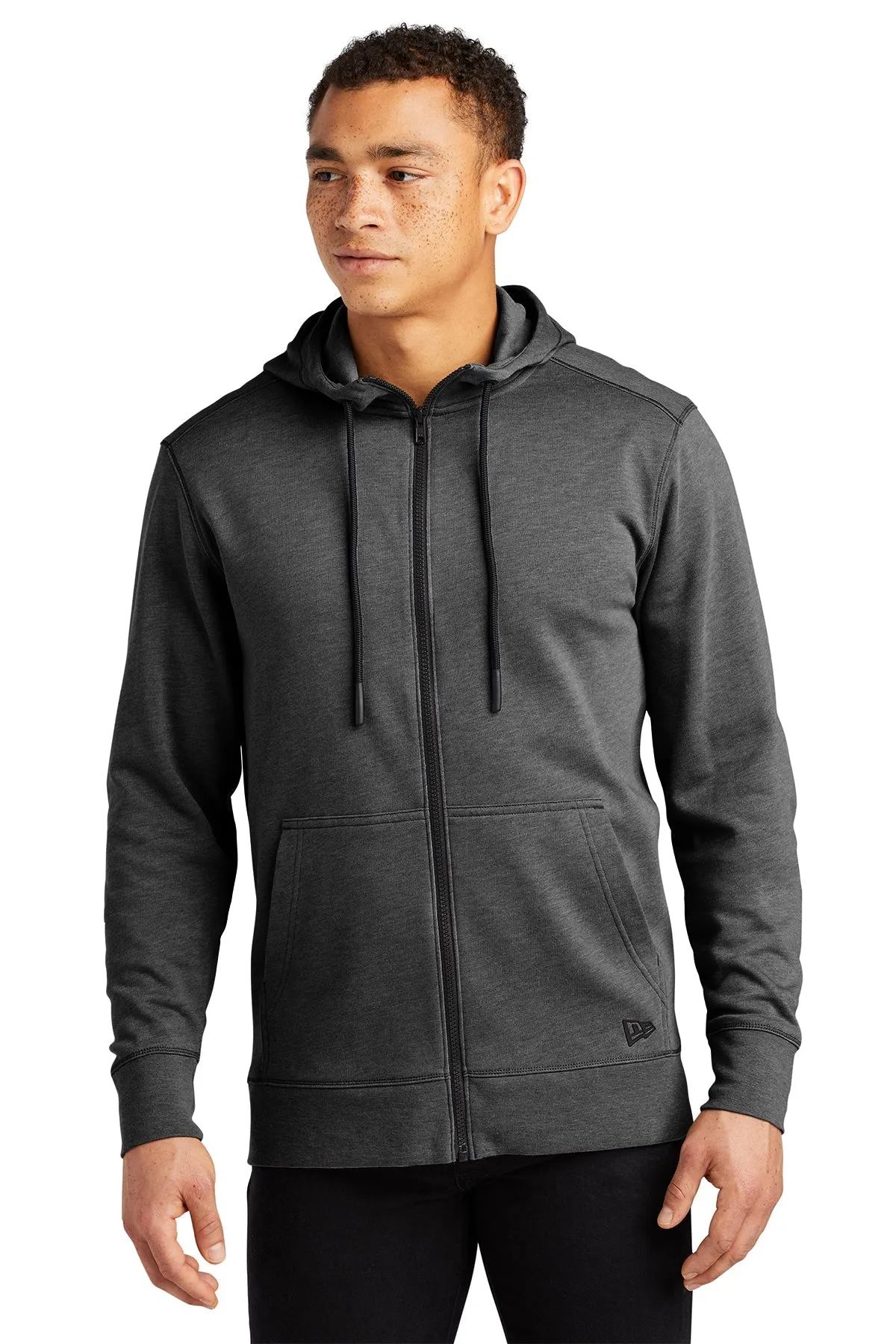 New Era Tri Blend Fleece Custom Zip Hoodies, Black Heather