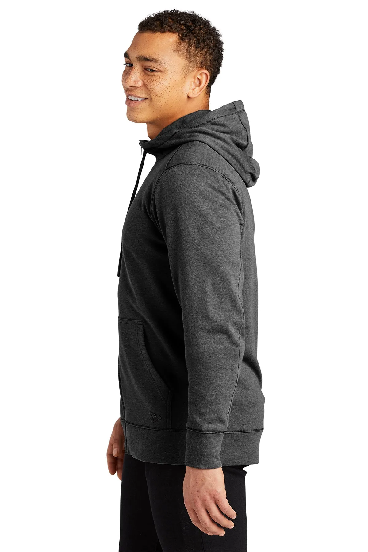 New Era Tri Blend Fleece Custom Zip Hoodies, Black Heather