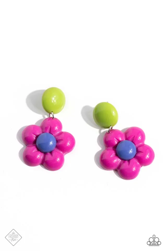 Paparazzi Earring ~ Poppin Posies - Pink