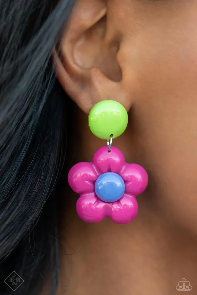 Paparazzi Earring ~ Poppin Posies - Pink