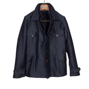 "Double Jacket" in navy blue French cotton sateen with Bavarian loden removable lining