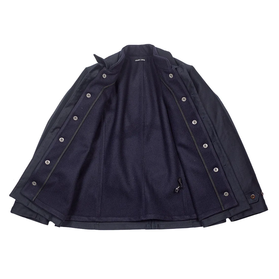 "Double Jacket" in navy blue French cotton sateen with Bavarian loden removable lining