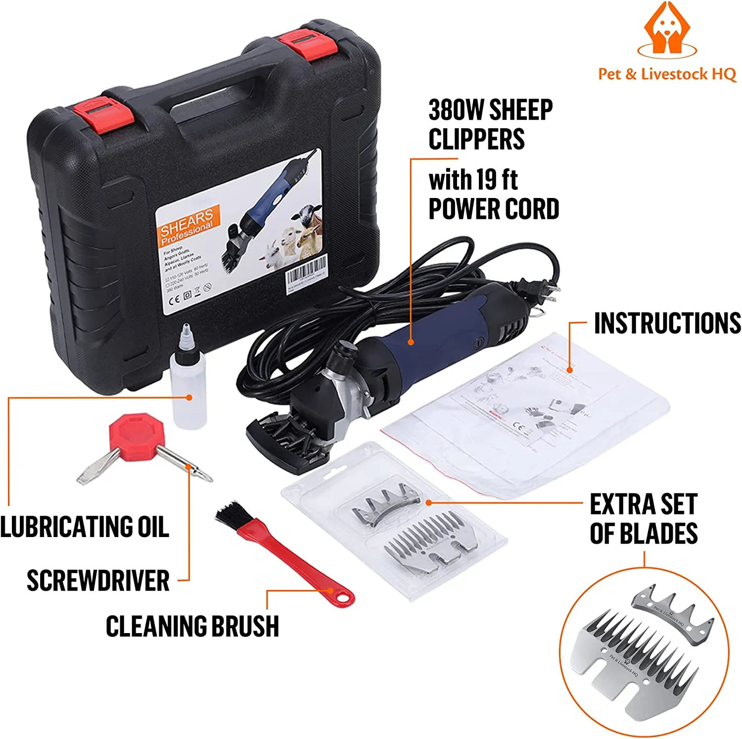 Sheep Shears Electric Clippers Shearing Machine I  Grooming Kit Animal Hair Cutting I  380W