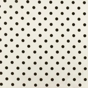 Simple Black-White Dot Printed Stretch Cotton Poplin Woven Fabric