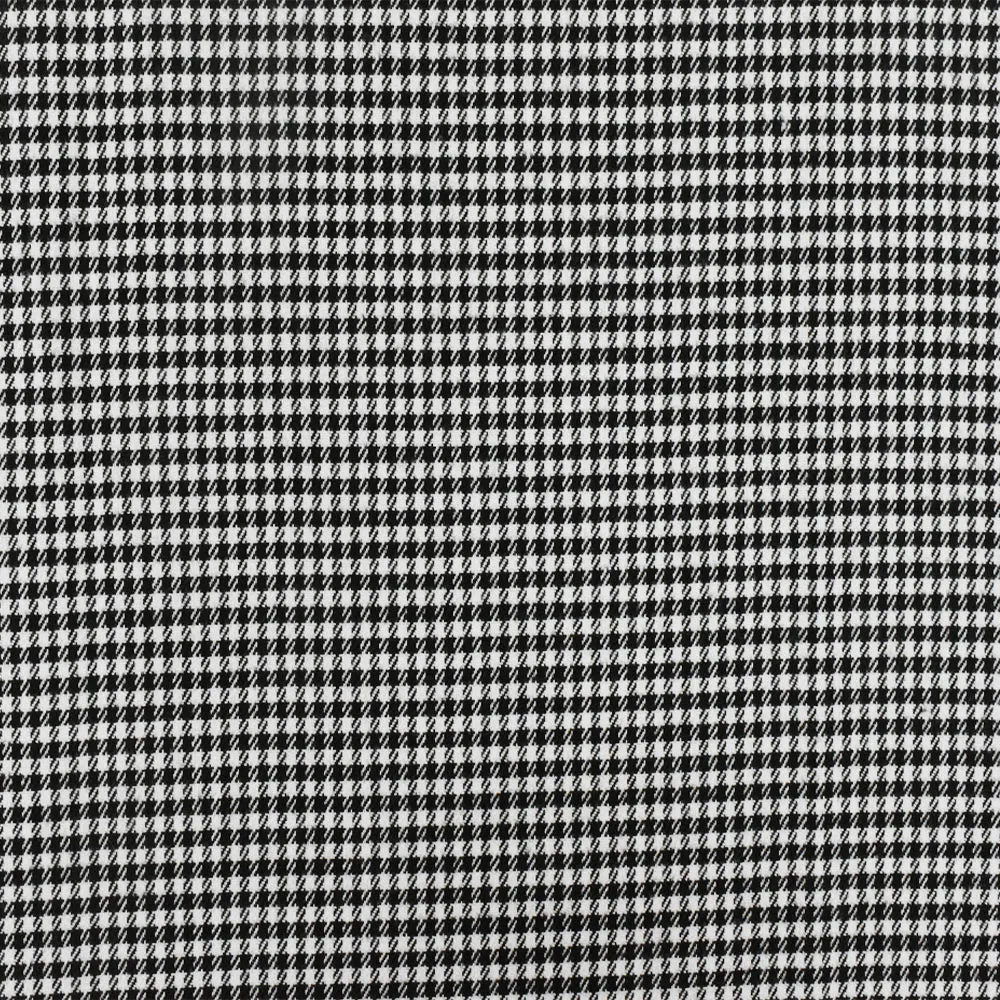 Simple Black-White Houndstooth Check Polyester Twill Woven Fabric