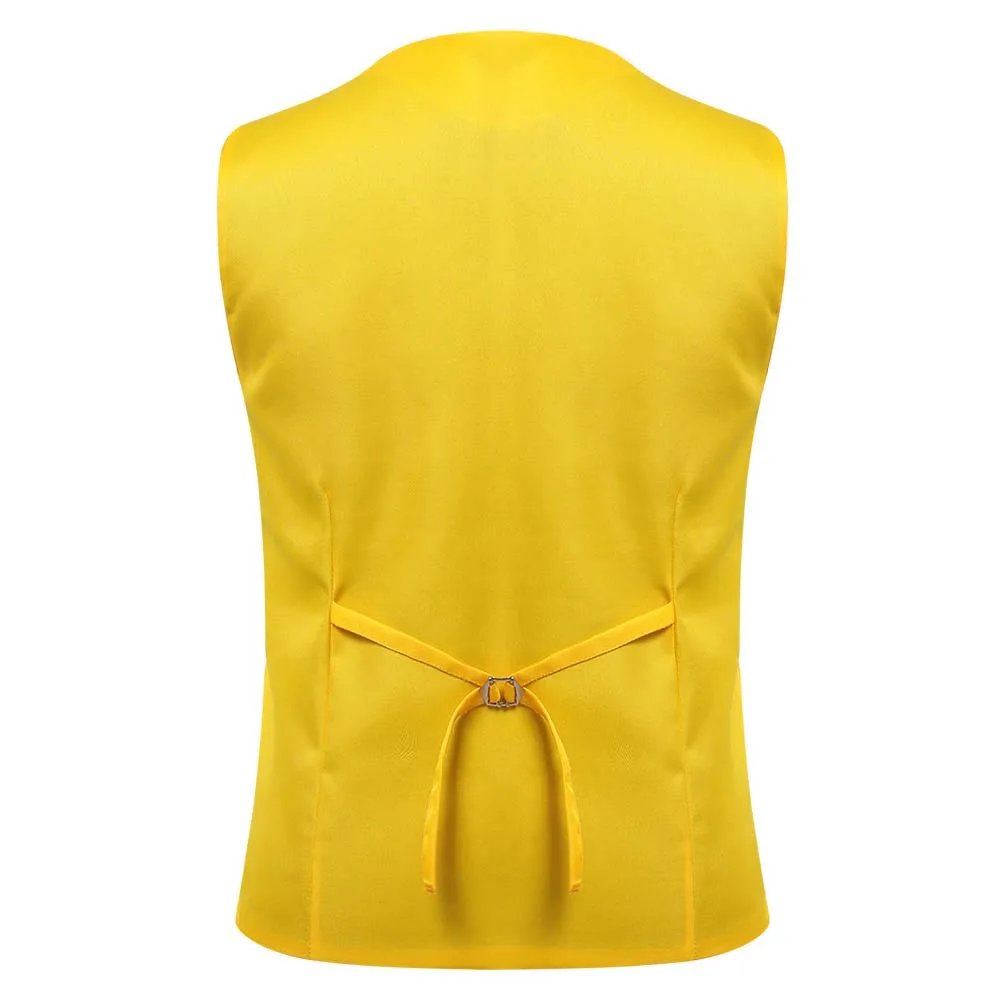 Slim Fit Single Breasted Yellow Vest