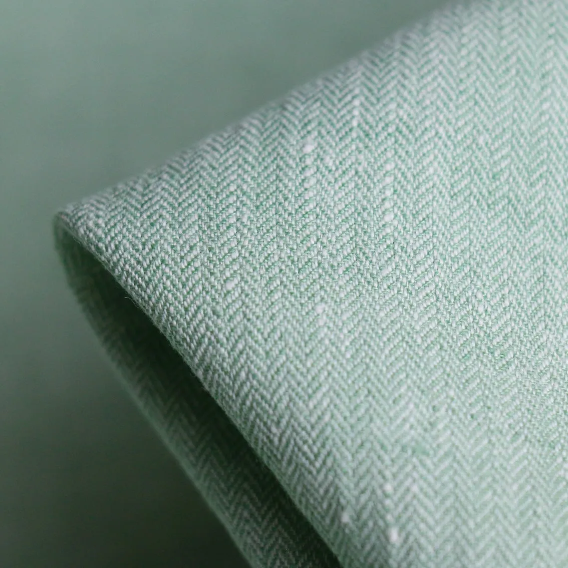 Spazio Mint Herringbone Linen