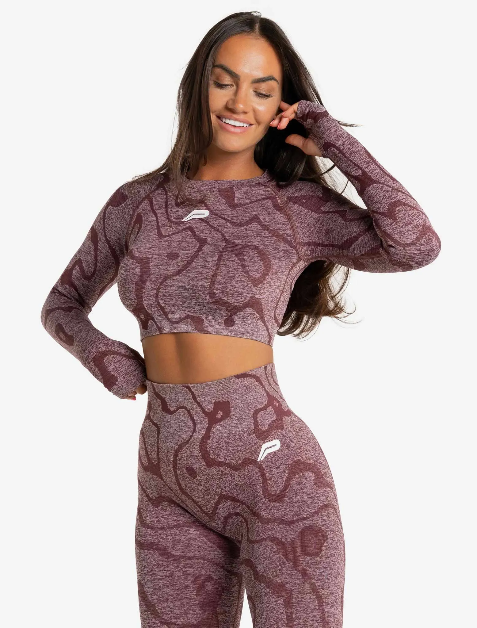 Sustainable Seamless Long Sleeve Crop Top - Burgundy