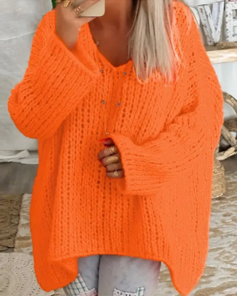 TastyHottie - V Neck Loose Knitted Pullover