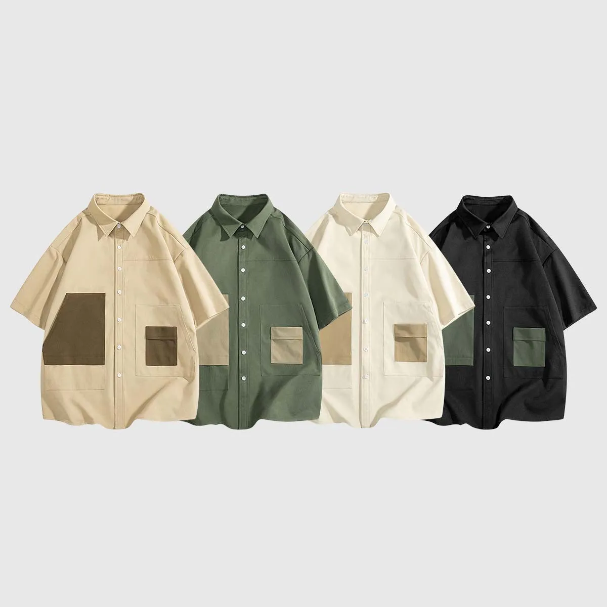 Two-Tone Oversized Utility Shirts