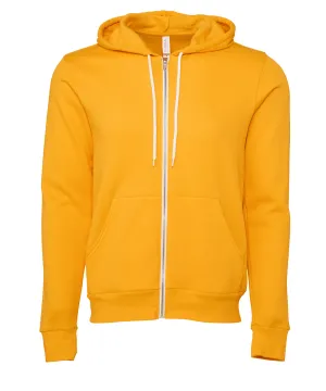 Unisex polycotton fleece full-zip hoodie | Gold