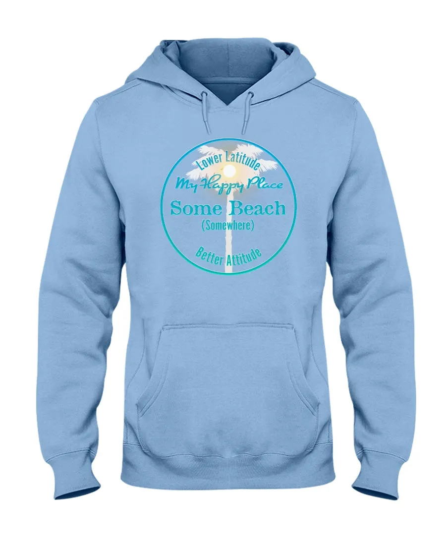 Unisex Some Beach Is My Happy Place Sunshine Palm Fleece Hoodie