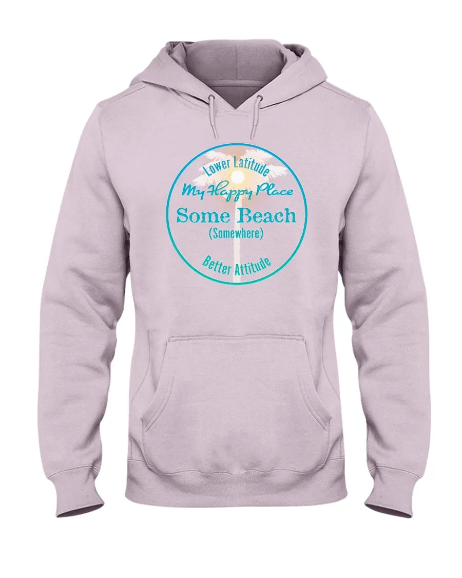 Unisex Some Beach Is My Happy Place Sunshine Palm Fleece Hoodie